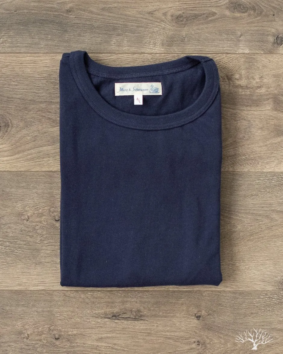 1950s Organic Cotton Crew Neck Tee - Ink Blue