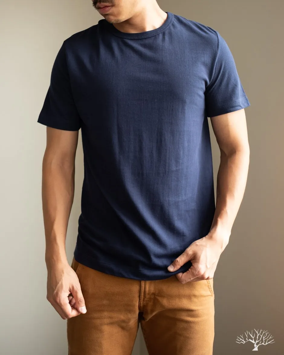 1950s Organic Cotton Crew Neck Tee - Ink Blue