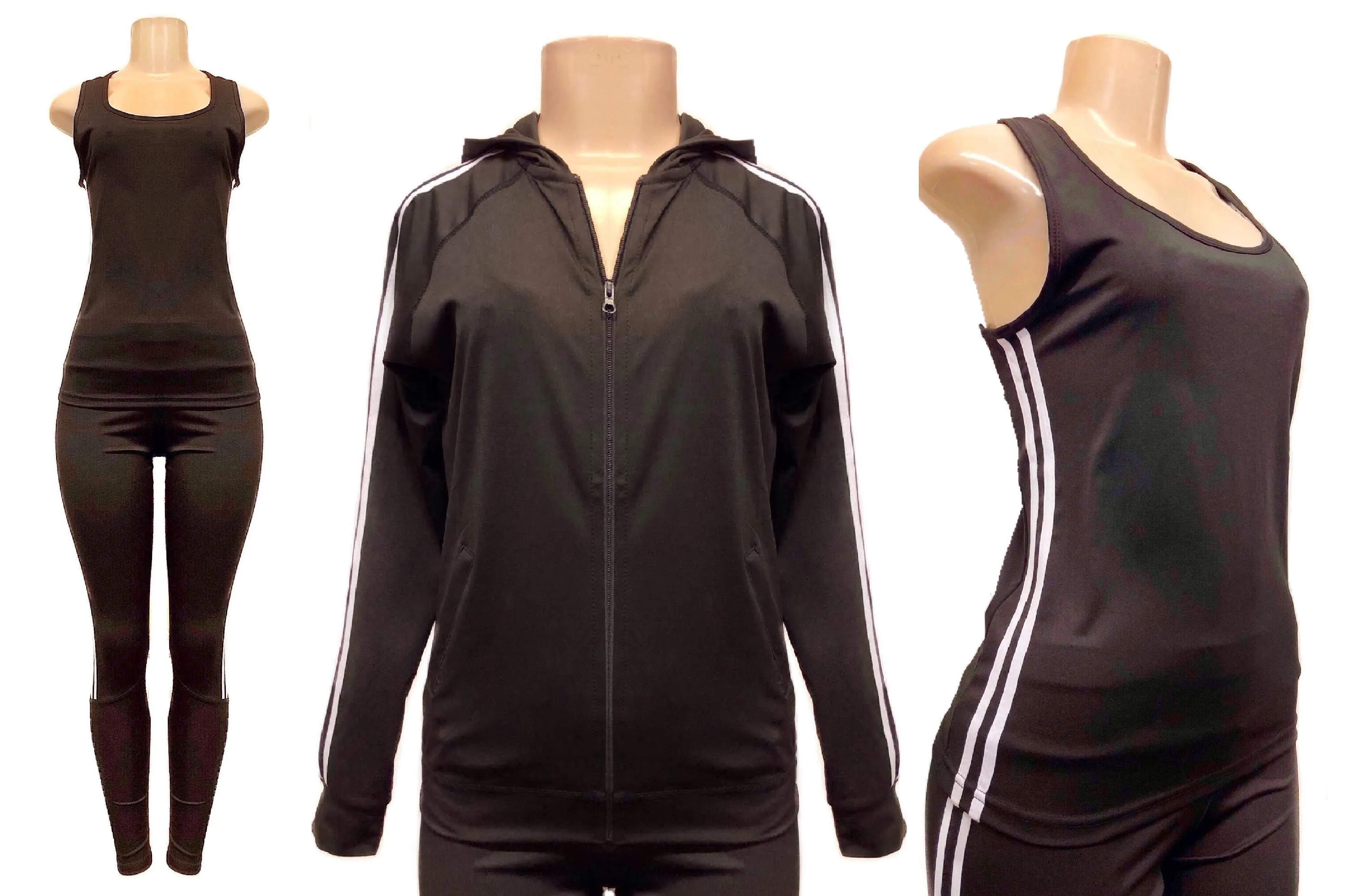 3 Piece Tank, Hoodie Jacket & Pants Tracksuit Set