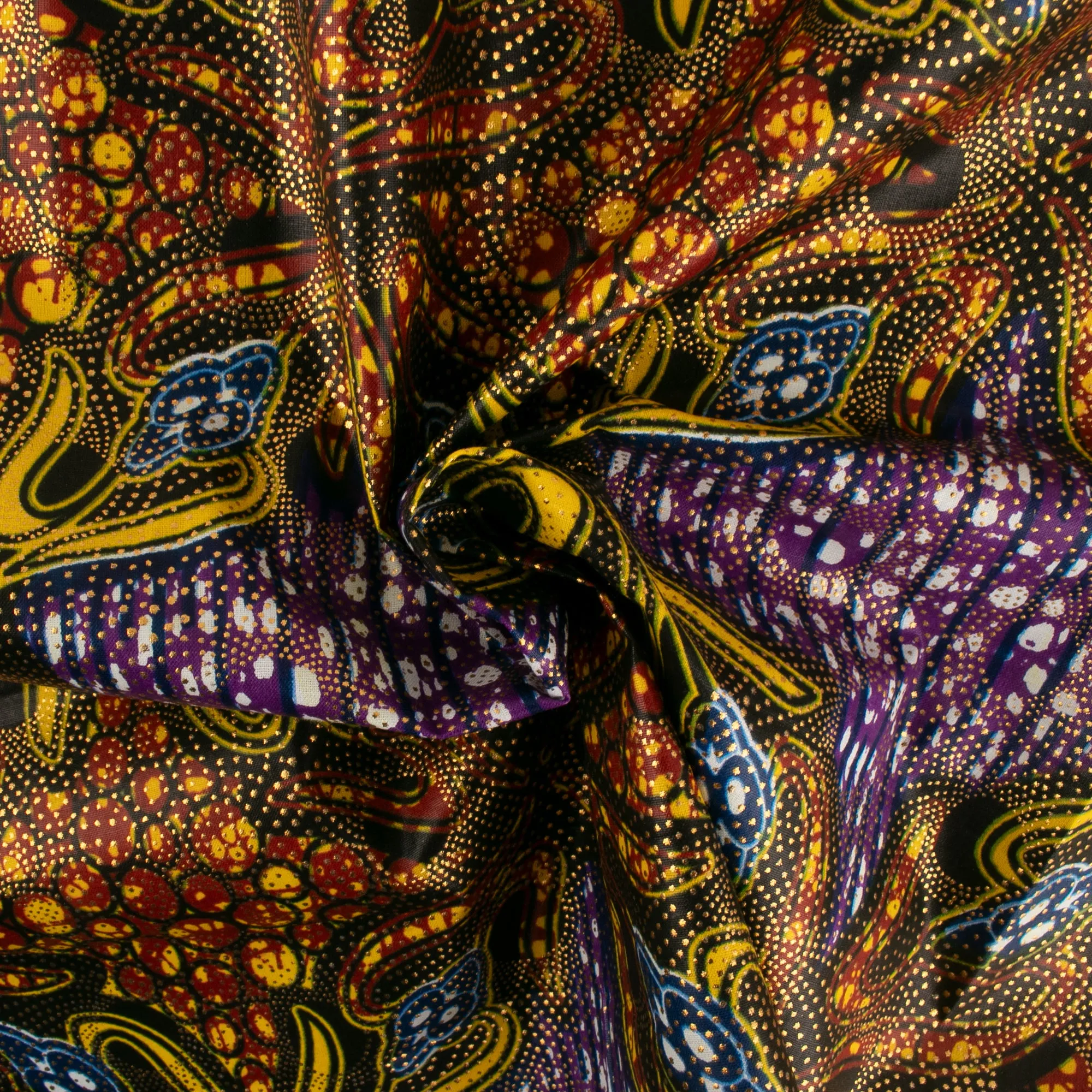 African Metallic Print - Abstract - Purple / Yellow