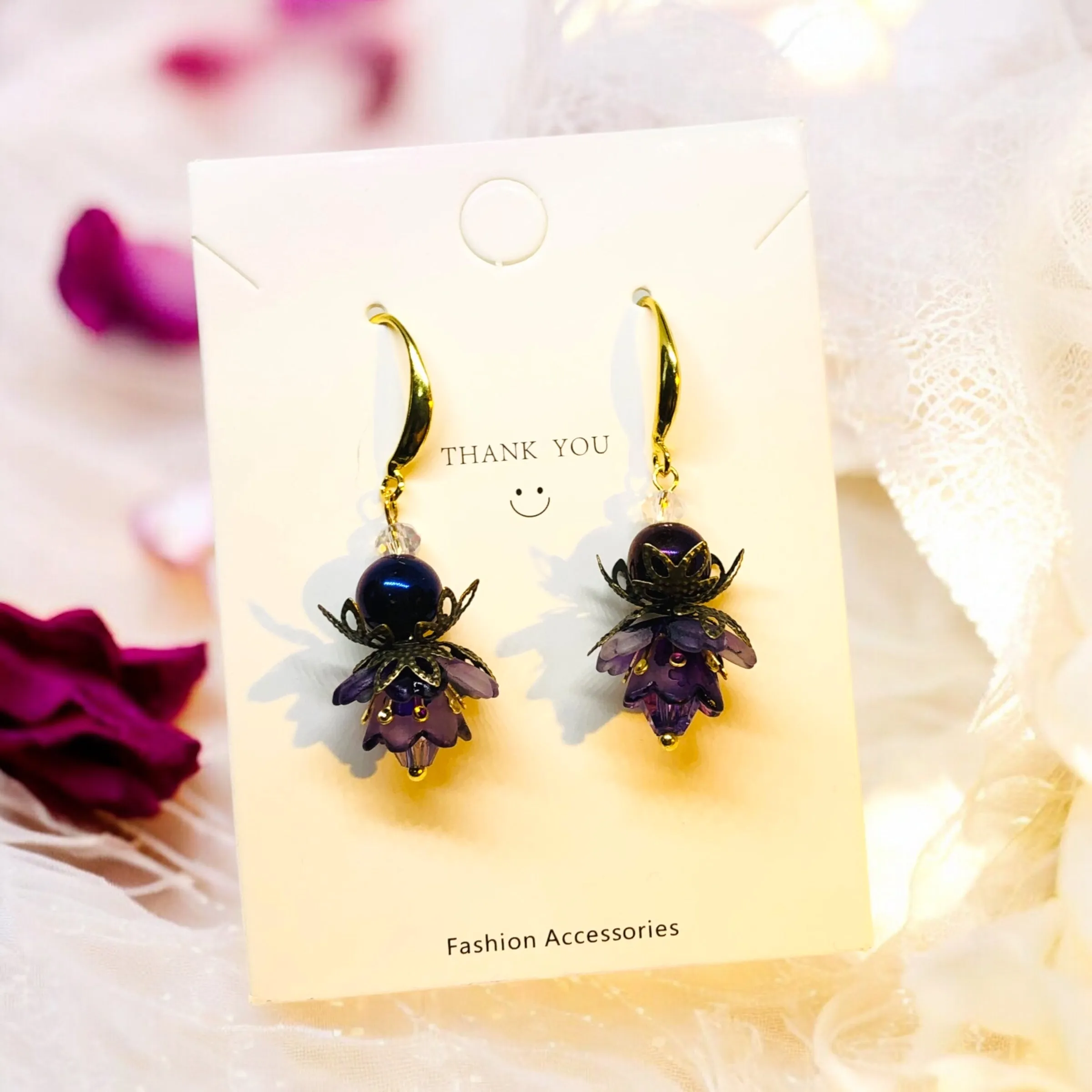 Amethyst Bohemian Bloom Cluster Earrings