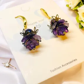 Amethyst Bohemian Bloom Cluster Earrings