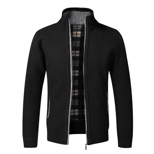 Autumn Winter Warm Cardigan Men Fleece Zipper Sweaters Jackets Mens