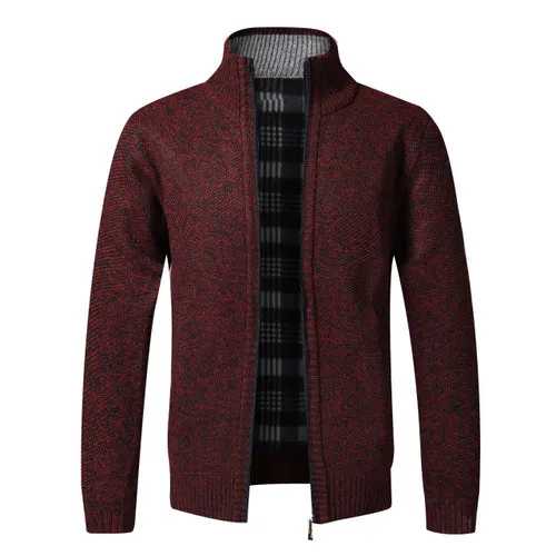 Autumn Winter Warm Cardigan Men Fleece Zipper Sweaters Jackets Mens