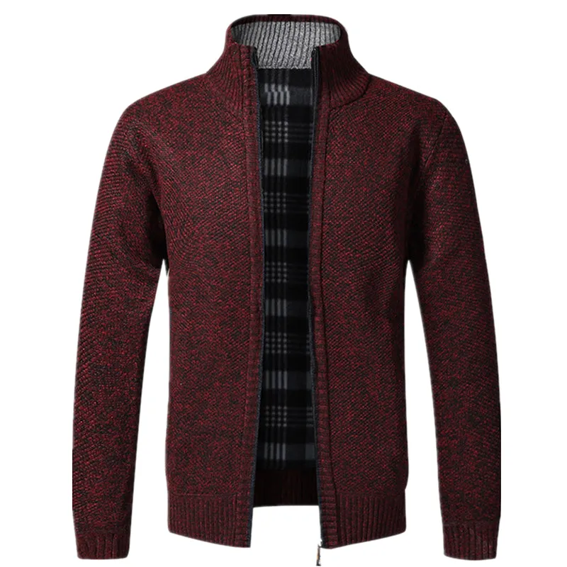 Autumn Winter Warm Cardigan Men Fleece Zipper Sweaters Jackets Mens