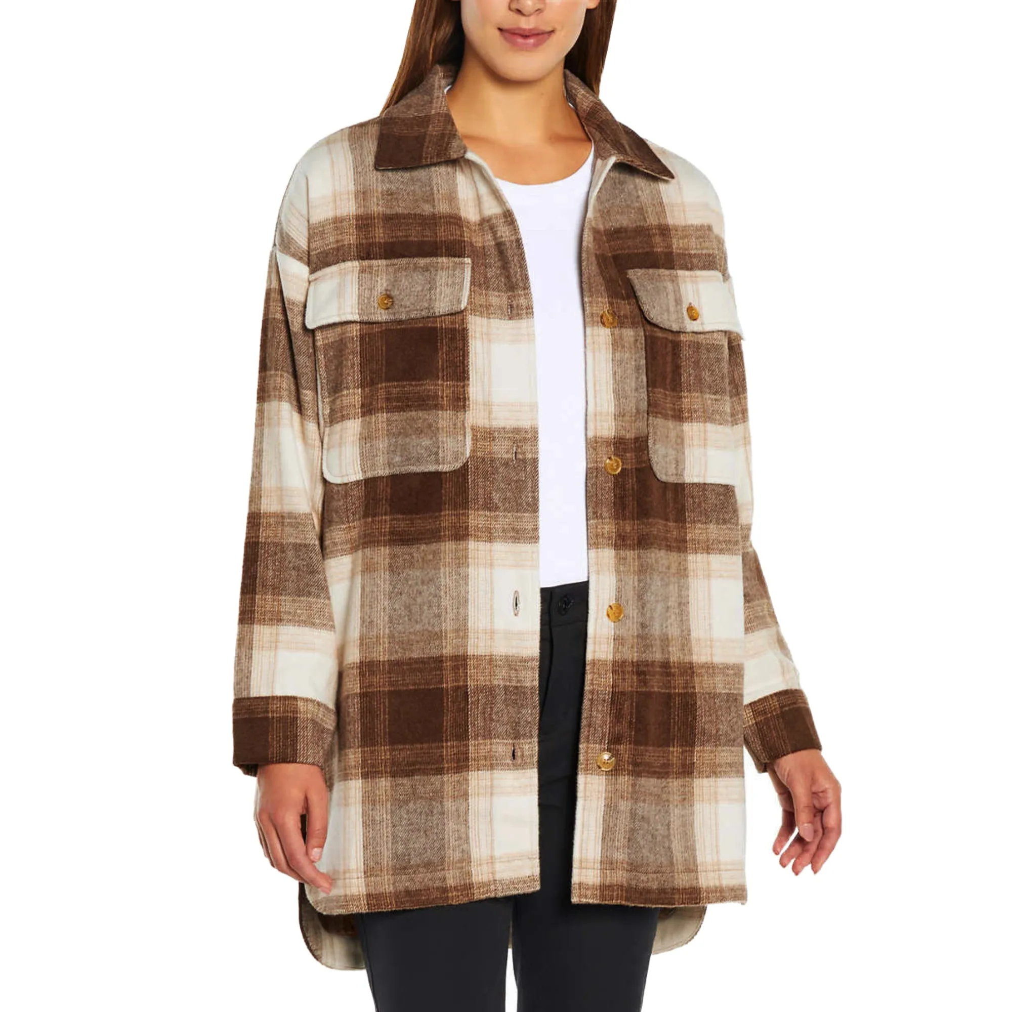 Banana Republic Women's Plaid Midweight Button-up Shirt Jacket