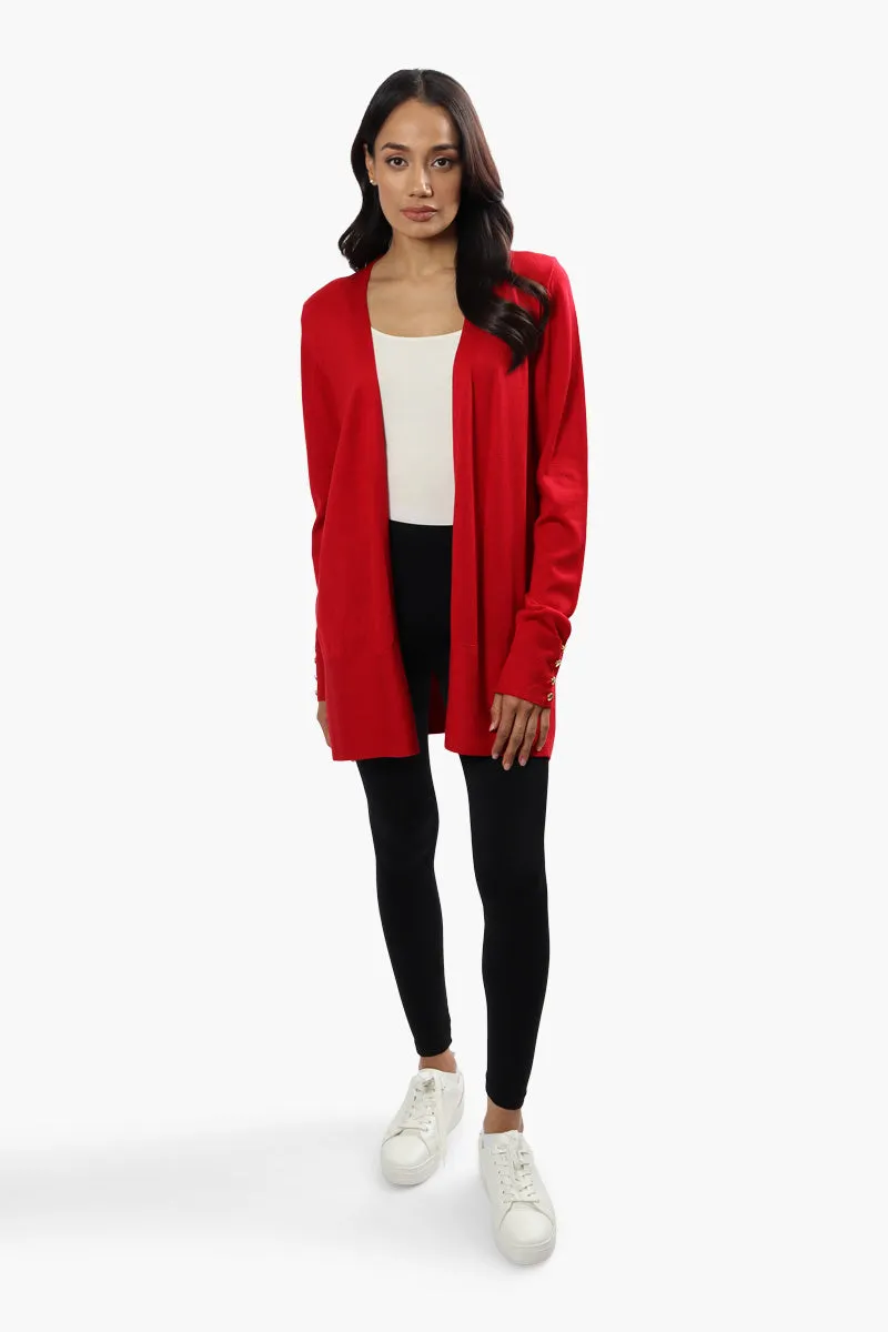 Beechers Brook Long Sleeve Open Front Cardigan - Red