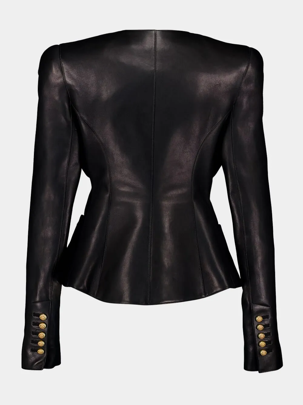 Black Lambskin Leather Peplum Jacket