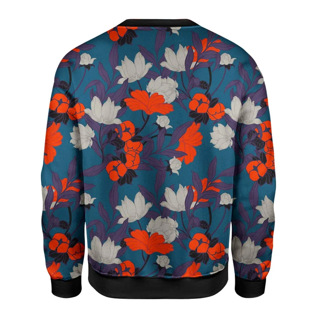 Blue Floral Printed Sweatshirt