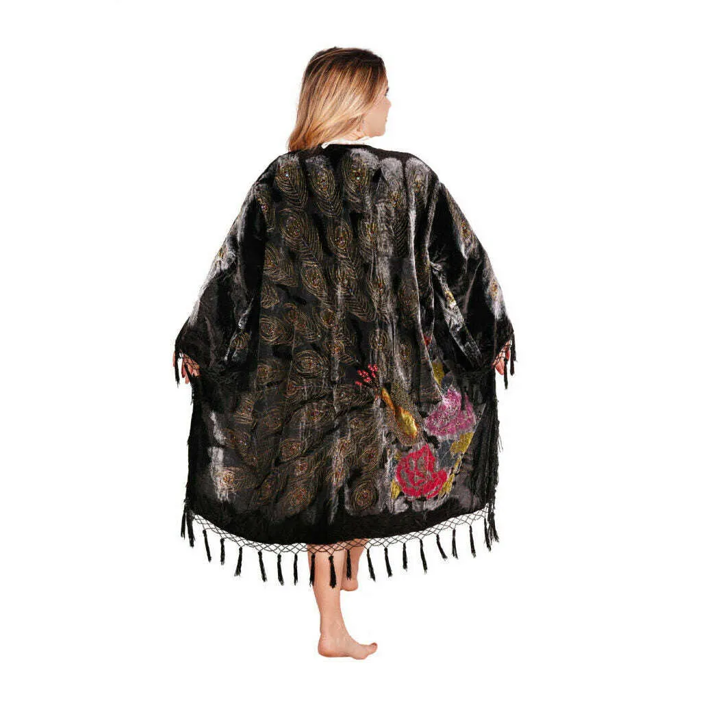 Bohemian Chic Velvet Peacock Jacket