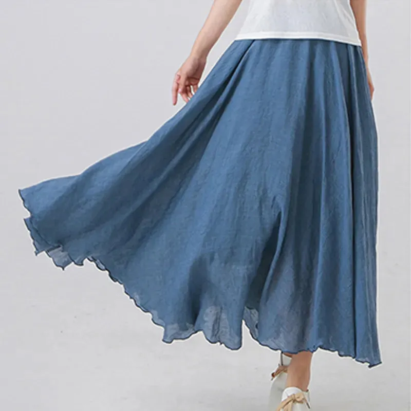 Boho Chic Pleated Long Skirt for Beach Lovers