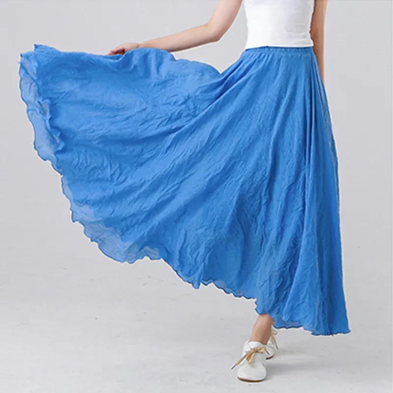 Boho Chic Pleated Long Skirt for Beach Lovers