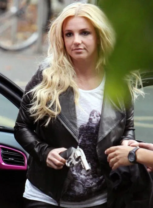 BRITNEY SPEARS BLACK LEATHER JACKET