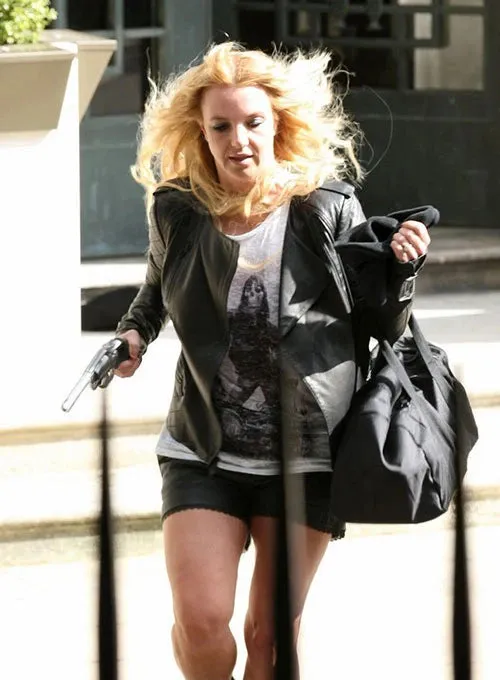 BRITNEY SPEARS BLACK LEATHER JACKET