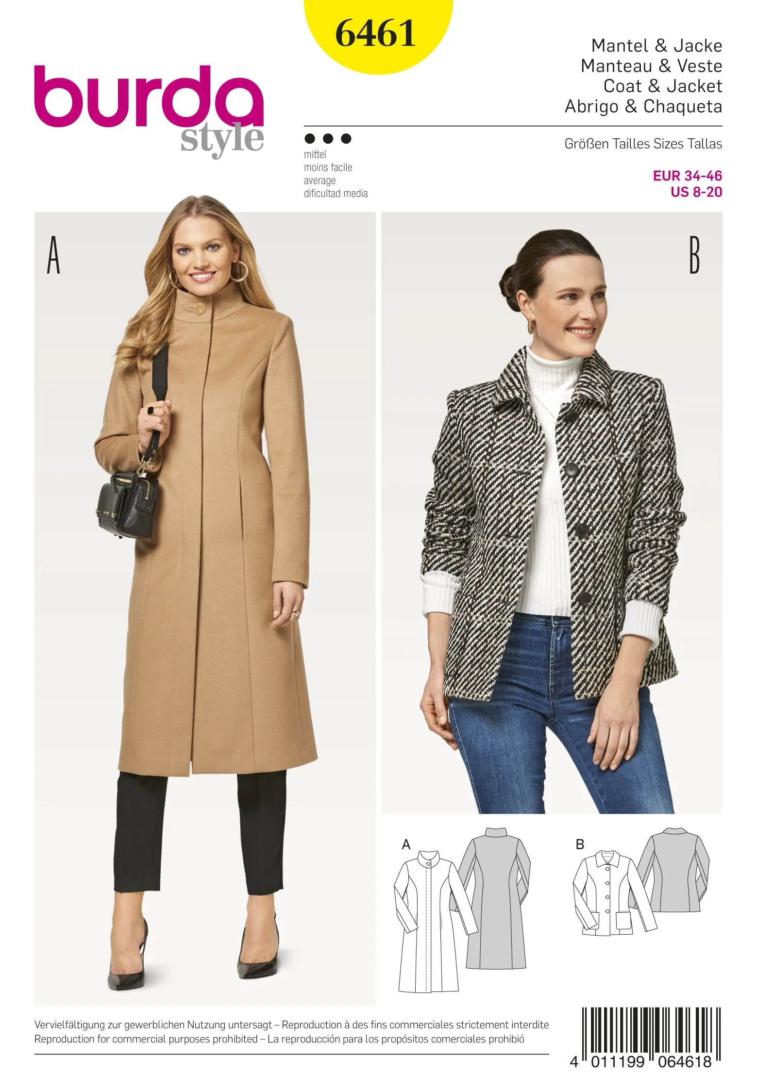 Burda Style Pattern 6461 Women’s Coats