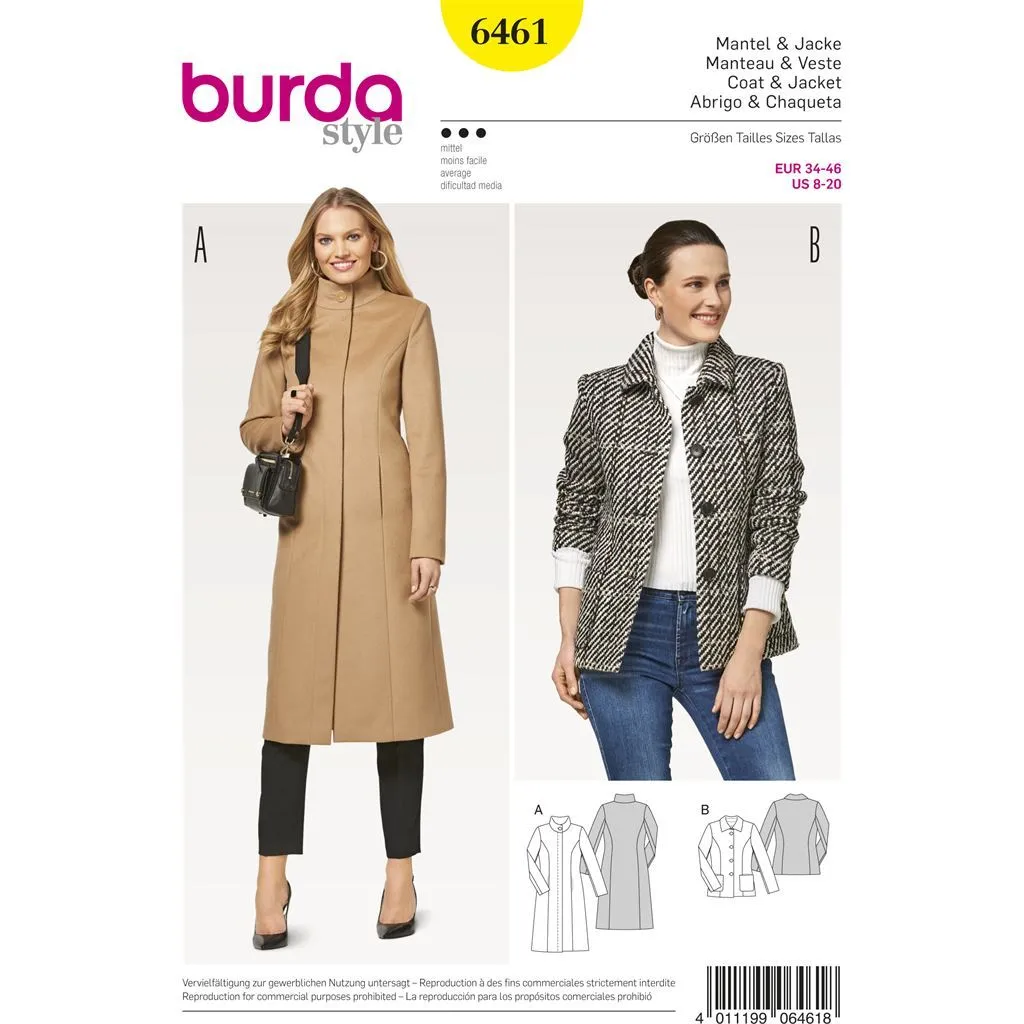 Burda Style Pattern B6461 Women's Coats