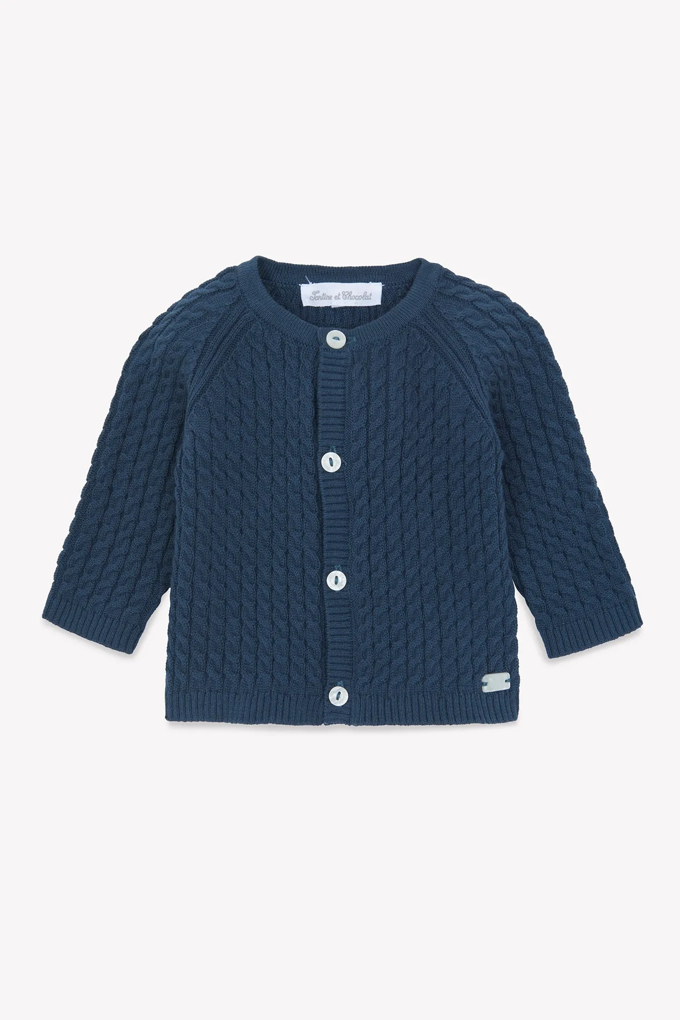 Cardigan - Navy Cable Knitwear