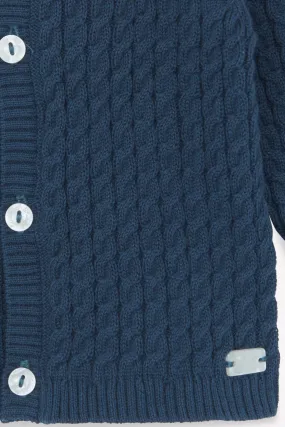 Cardigan - Navy Cable Knitwear