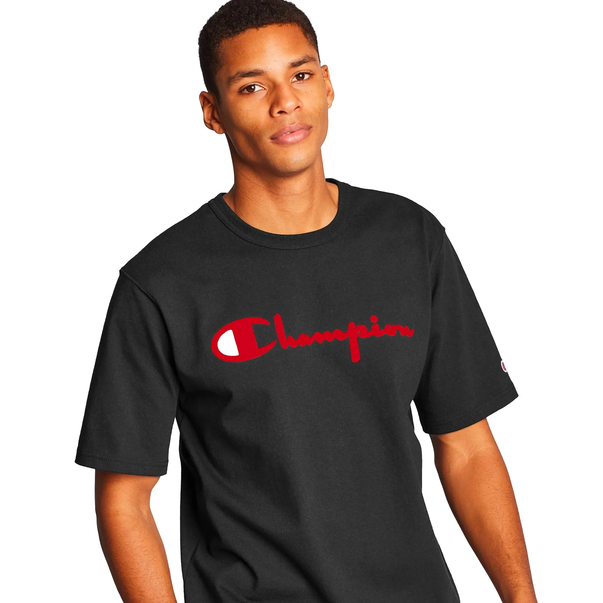 Champion Life® Heritage Tee, Flock 90s Logo (Black)