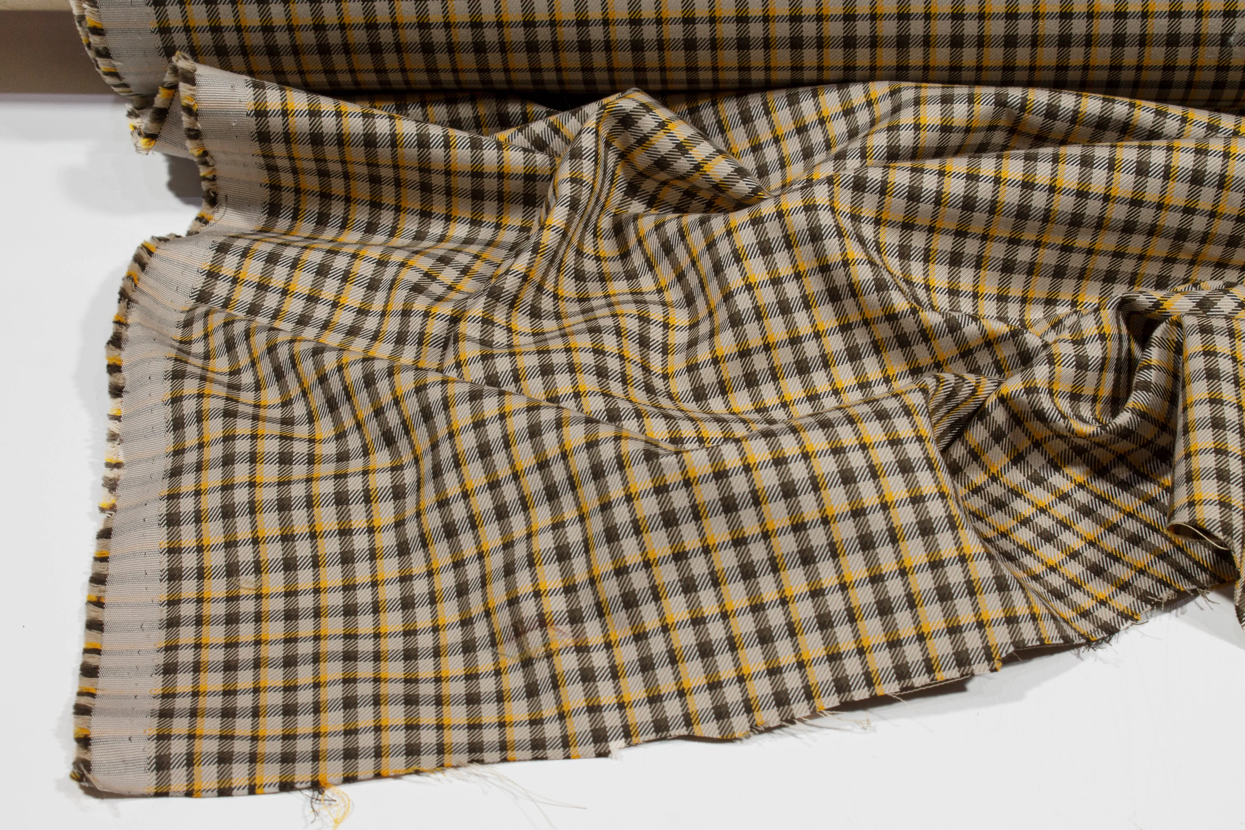 Checked Cotton Twill - Khaki Tan