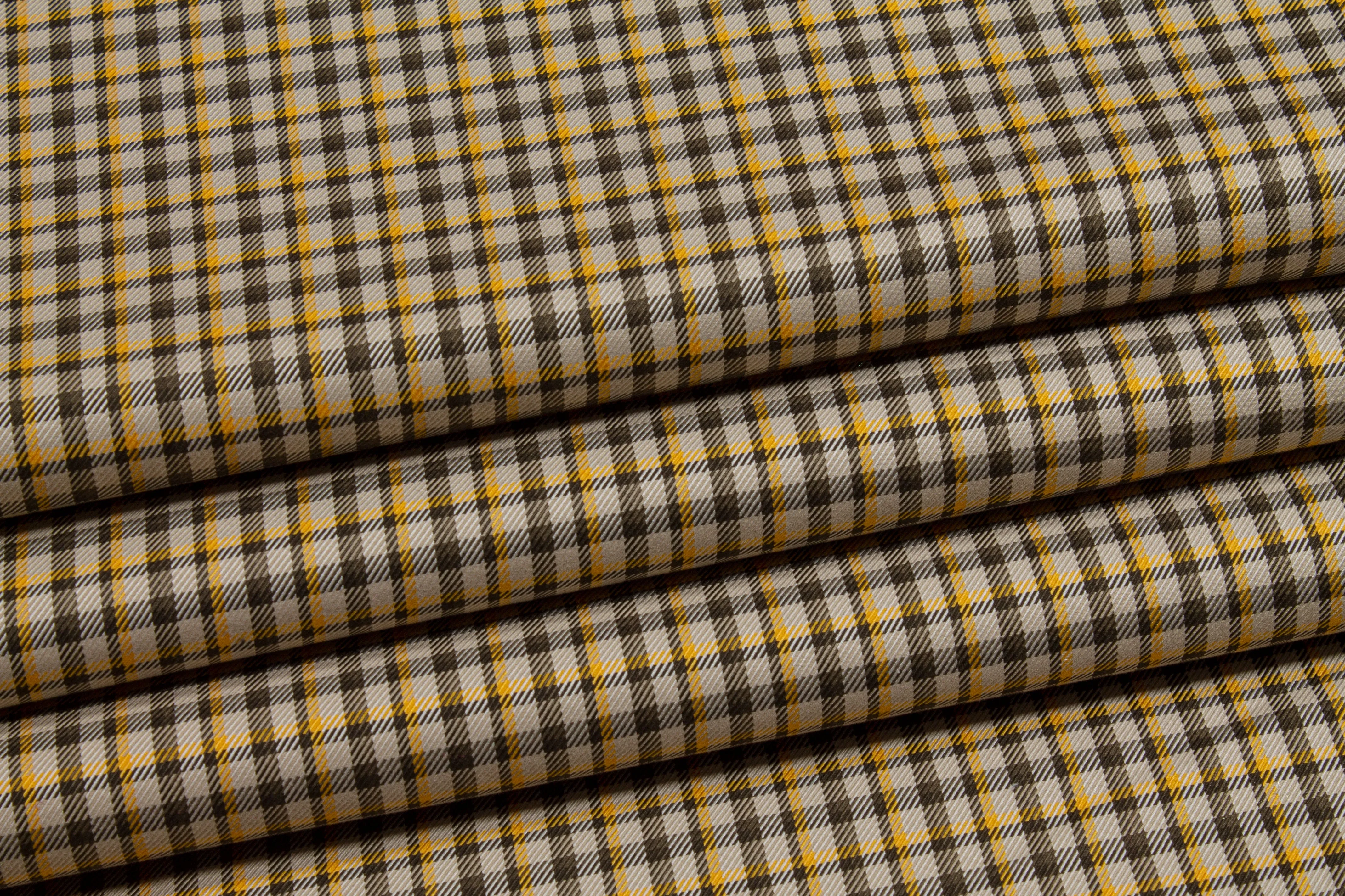 Checked Cotton Twill - Khaki Tan