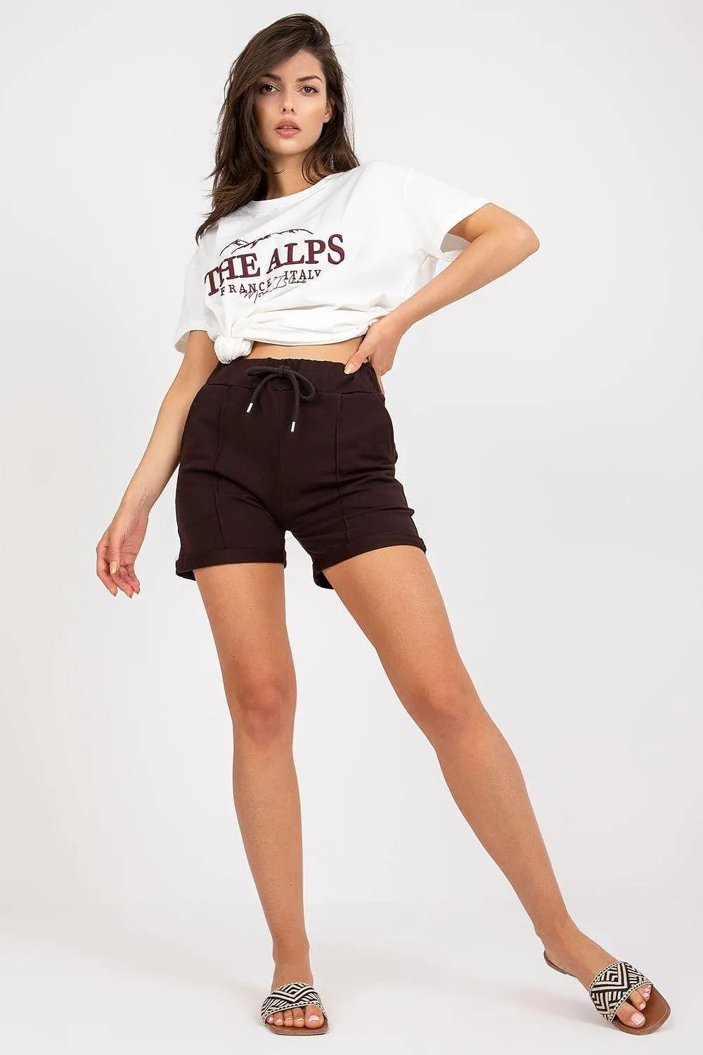 Chic High-Waisted Cotton Blend Summer Shorts