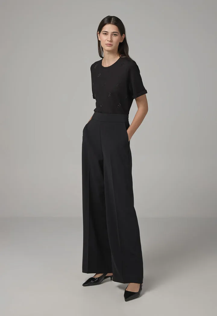 Choice Basic Straight Wide Cut Trousers Black