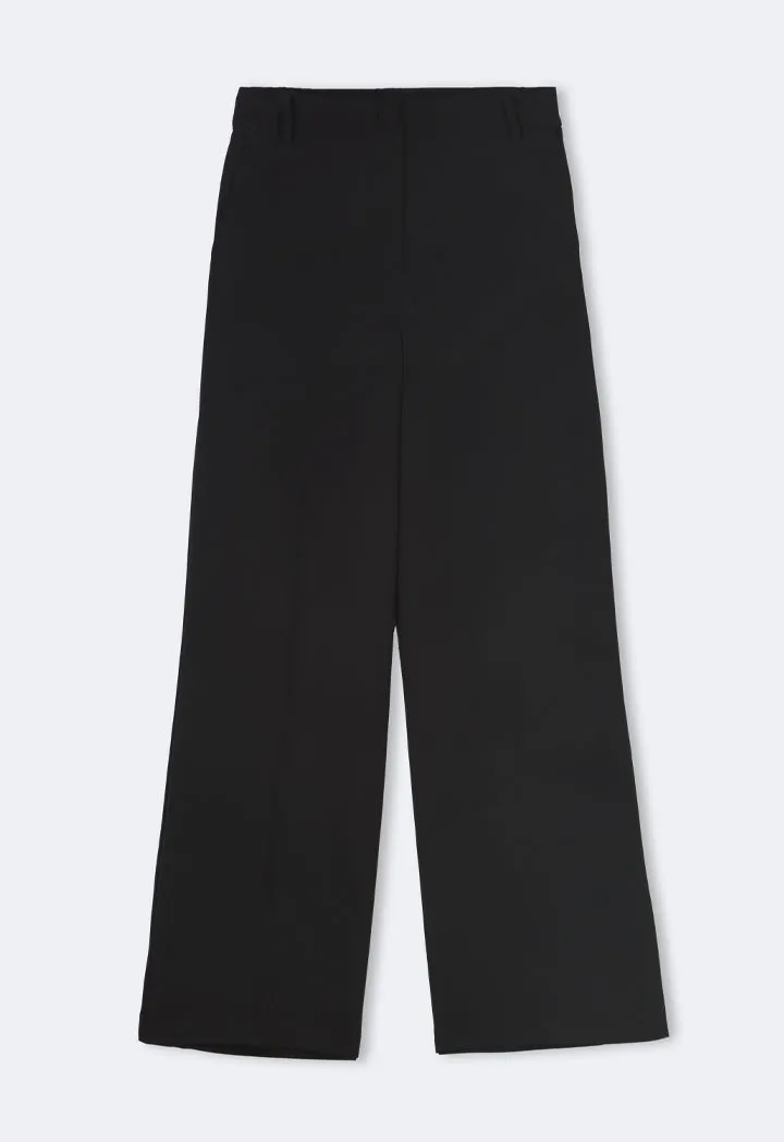 Choice Basic Straight Wide Leg Trousers Black