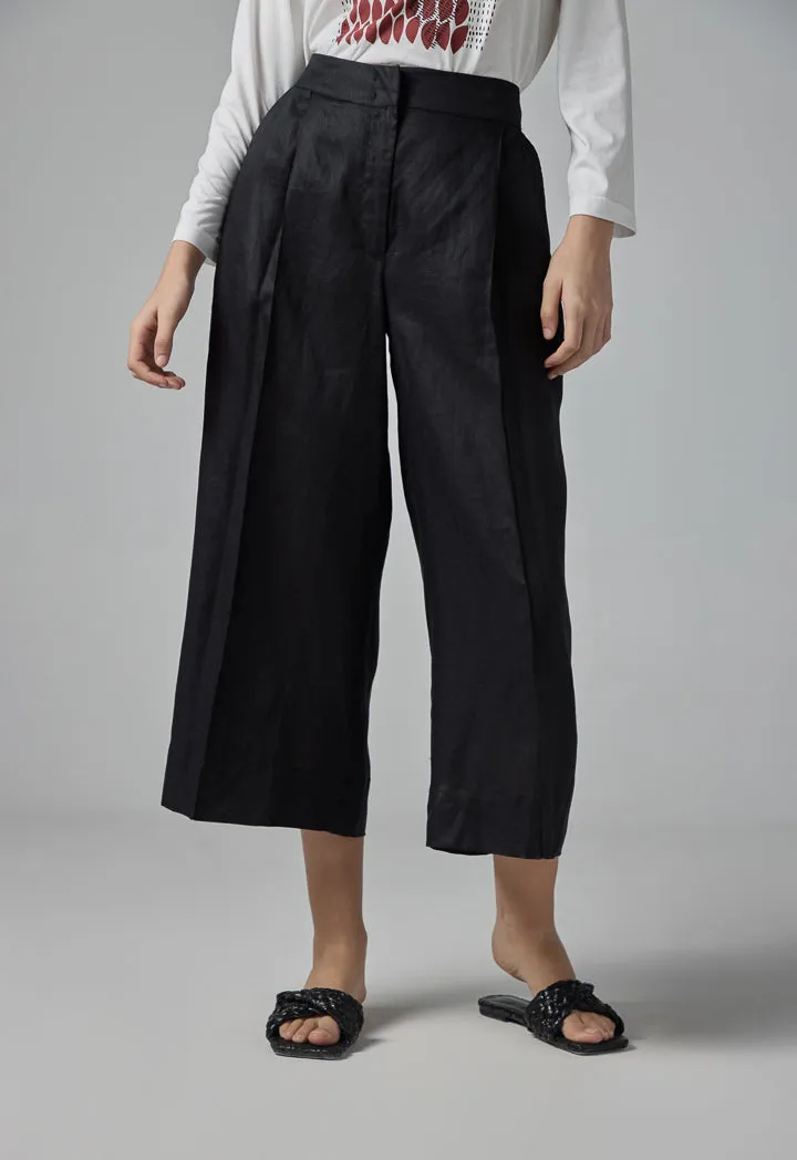 Choice Wide Leg Basic Trousers Black