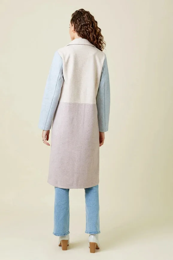 Color Block Long Coat Du. Rose/Du. Pink