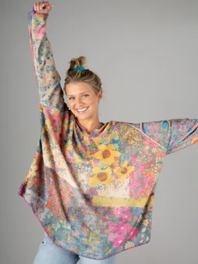 Cozy Blanket Hoodie - Floral Patchwork