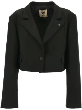 Cropped Black Blazer with Pockets