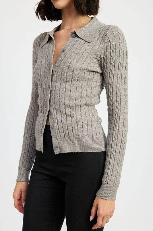 Emory Park Cable Knit Cardigan Top