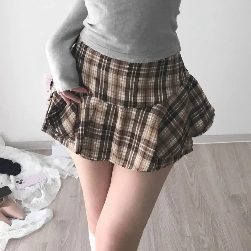 Eniola Plaid A-Line Mini Shorts Skirt