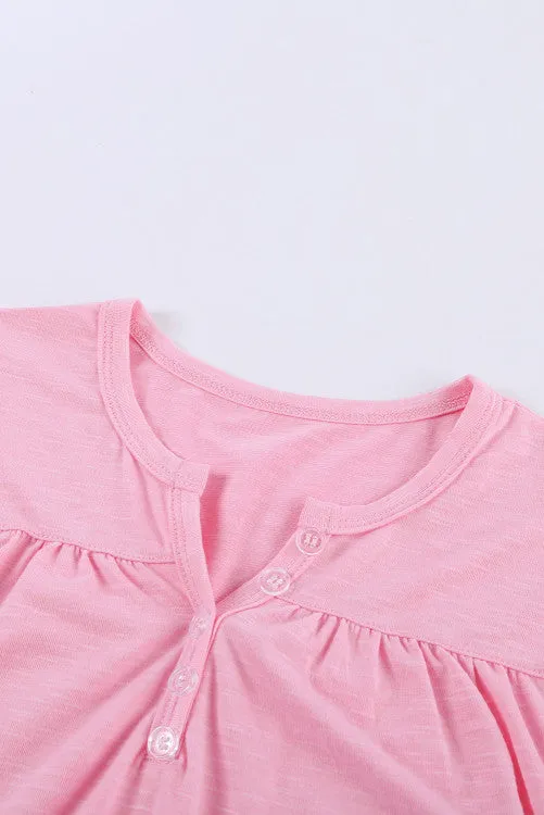 Fun In The Sun Button Tee-pink