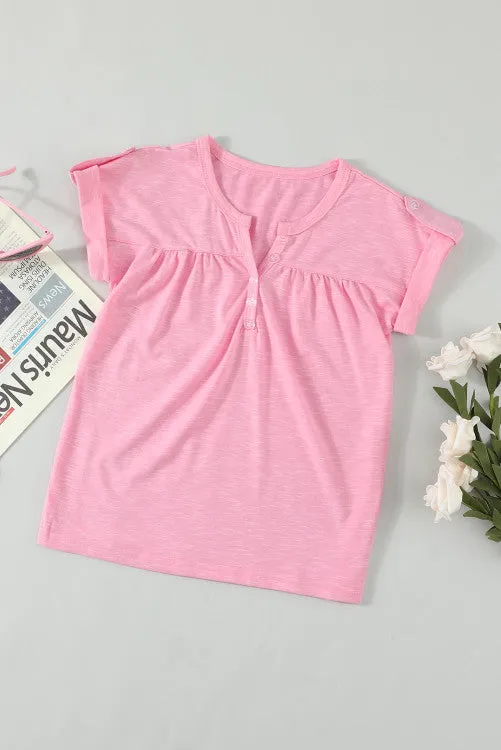 Fun In The Sun Button Tee-pink