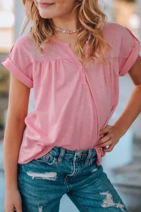 Fun In The Sun Button Tee-pink