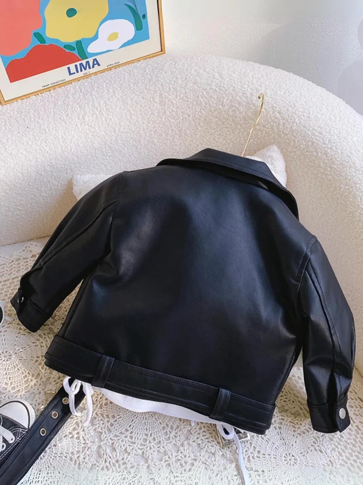 Girls Trendy Faux Leather Biker Jacket