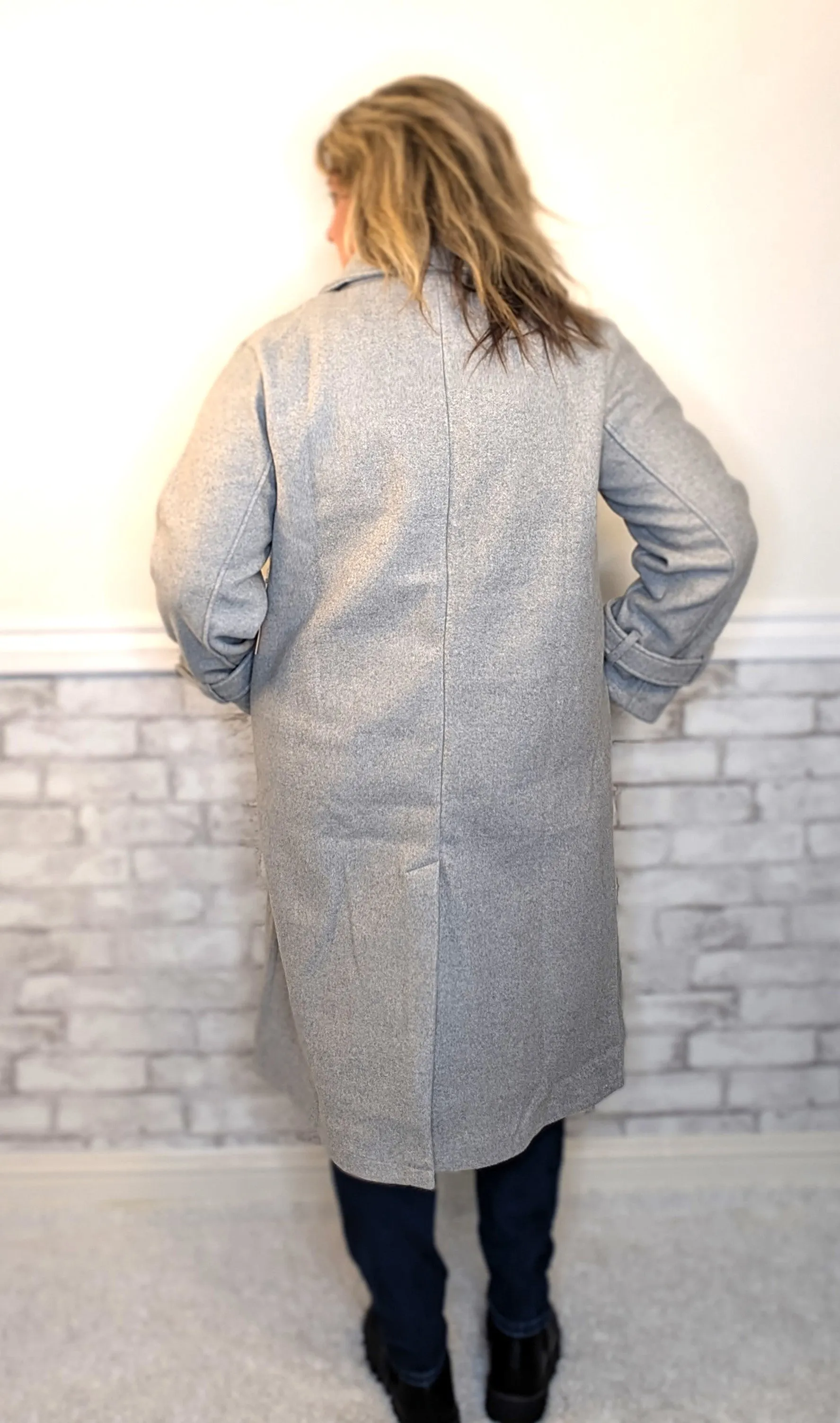 Grey Glam Double Breasted Woven Jacket