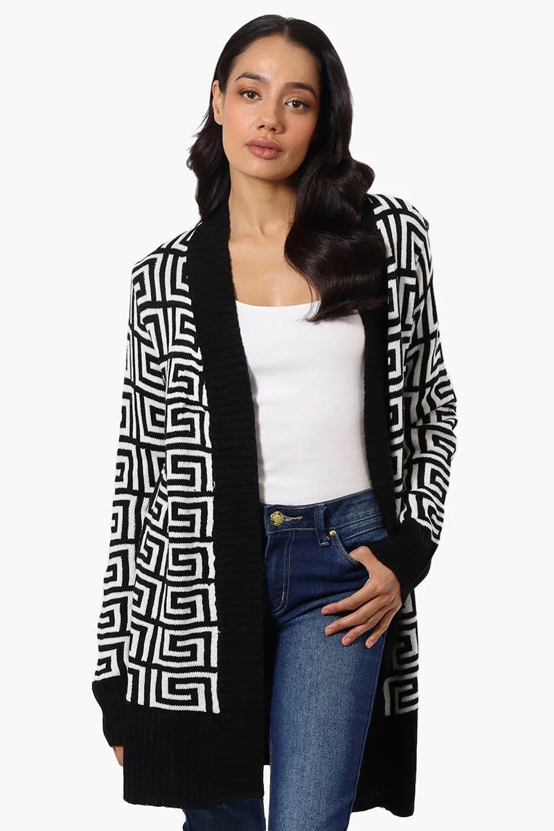 International INC Company Greek Print Wrap Cardigan - White