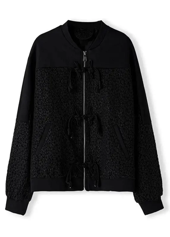 Jacquard Zippered Pockets Coats