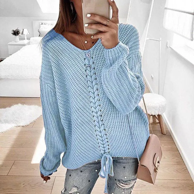 LACE-UP LOVE SWEATER