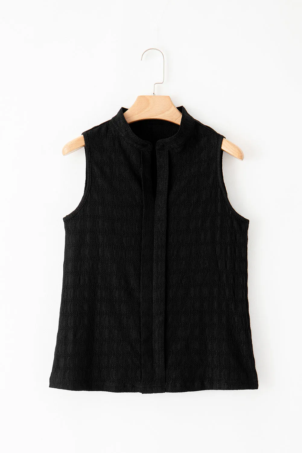 Lattice Textured Split Neck Tank Top