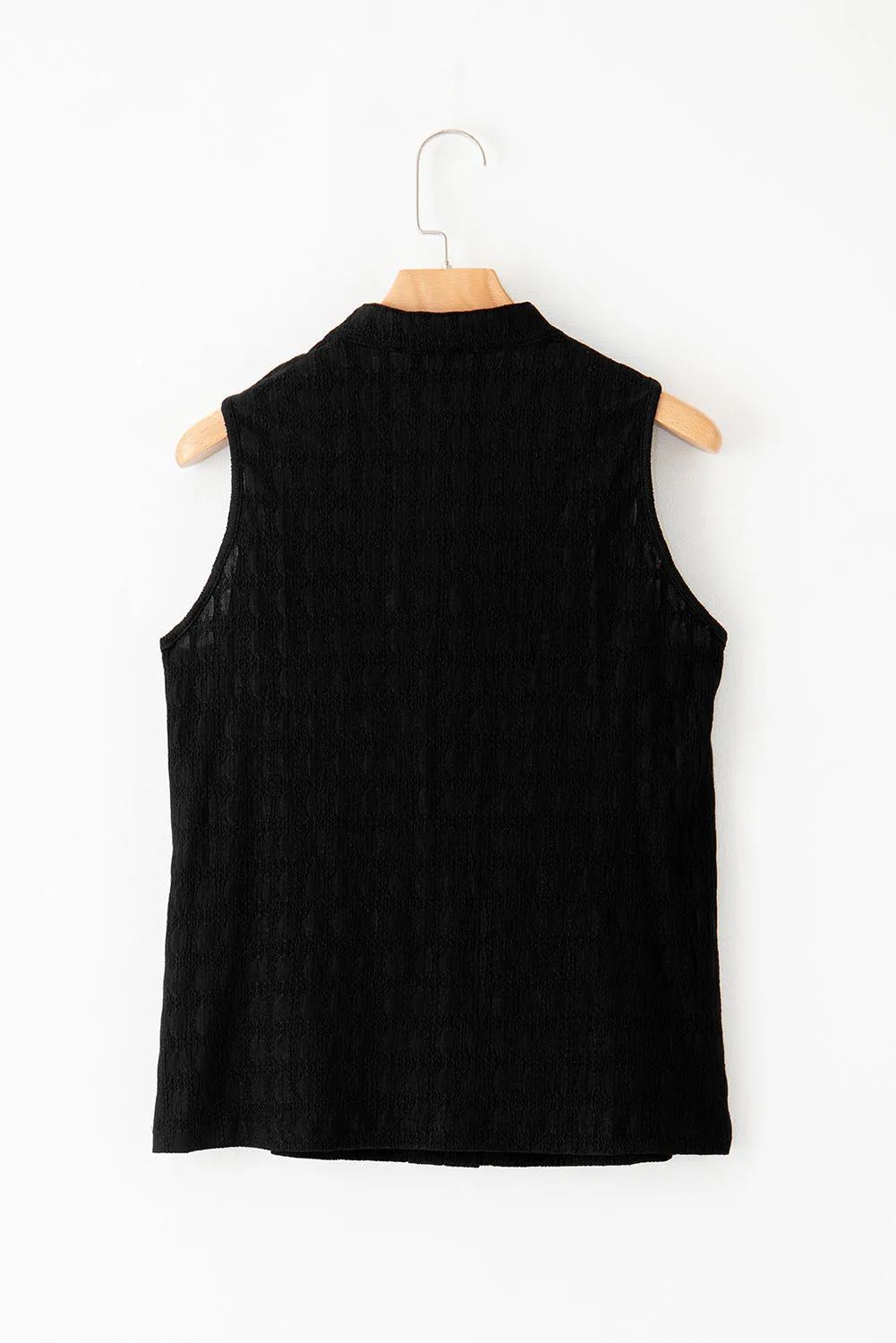 Lattice Textured Split Neck Tank Top