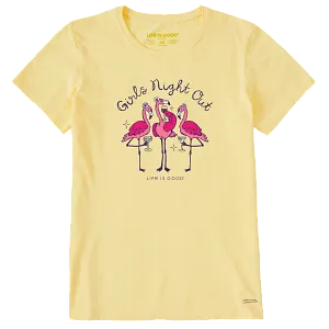 Life is Good W Crusher Girl's Night Out Flamingo SANDY YELLOW