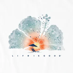 Life is Good W LS Crusher Vee Hibiscus Beach CLOUD WHITE