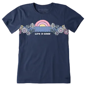 Life is Good W SS Crusher Sunrise Water Scene Tee DARKEST BLUE