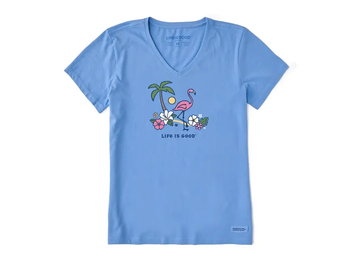 Life is Good W SS Crusher Vee Flamingo Beach BLUE