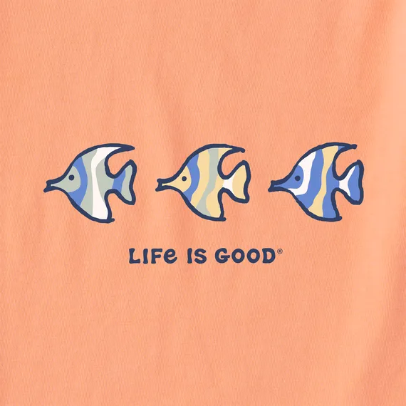 Life is Good W SS Crusher Vee Three Colorful Fish CANYON ORANGE