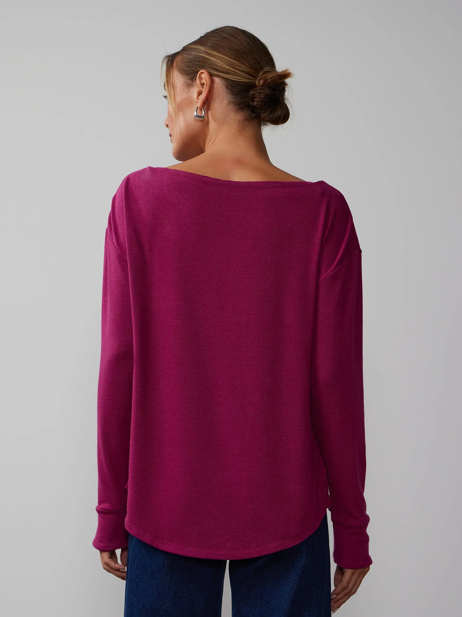 Long Sleeve Off Shoulder Slouchy Fit Top